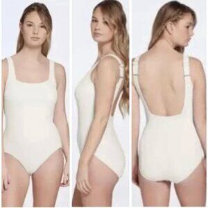 Women's Square Neck One Piece Off White Calia Swimsuit Size 12